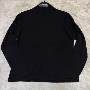 Terry Lewis Classic Luxuries Black Long-Sleeve Mock Neck Light Sweater Silk Blnd